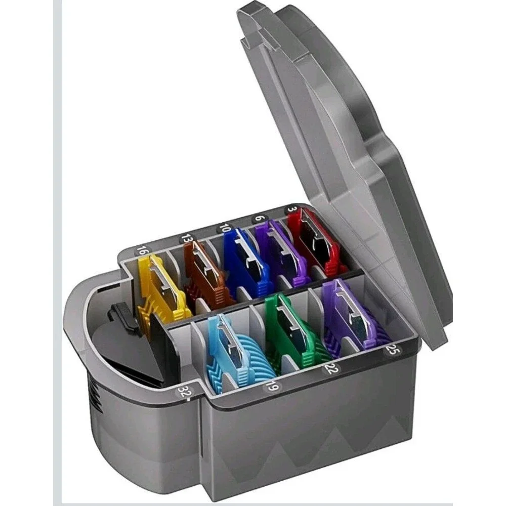 A5 Detachable Clipper Comb Guide Set w/ Case, Stainless Steel, Rust Resistant